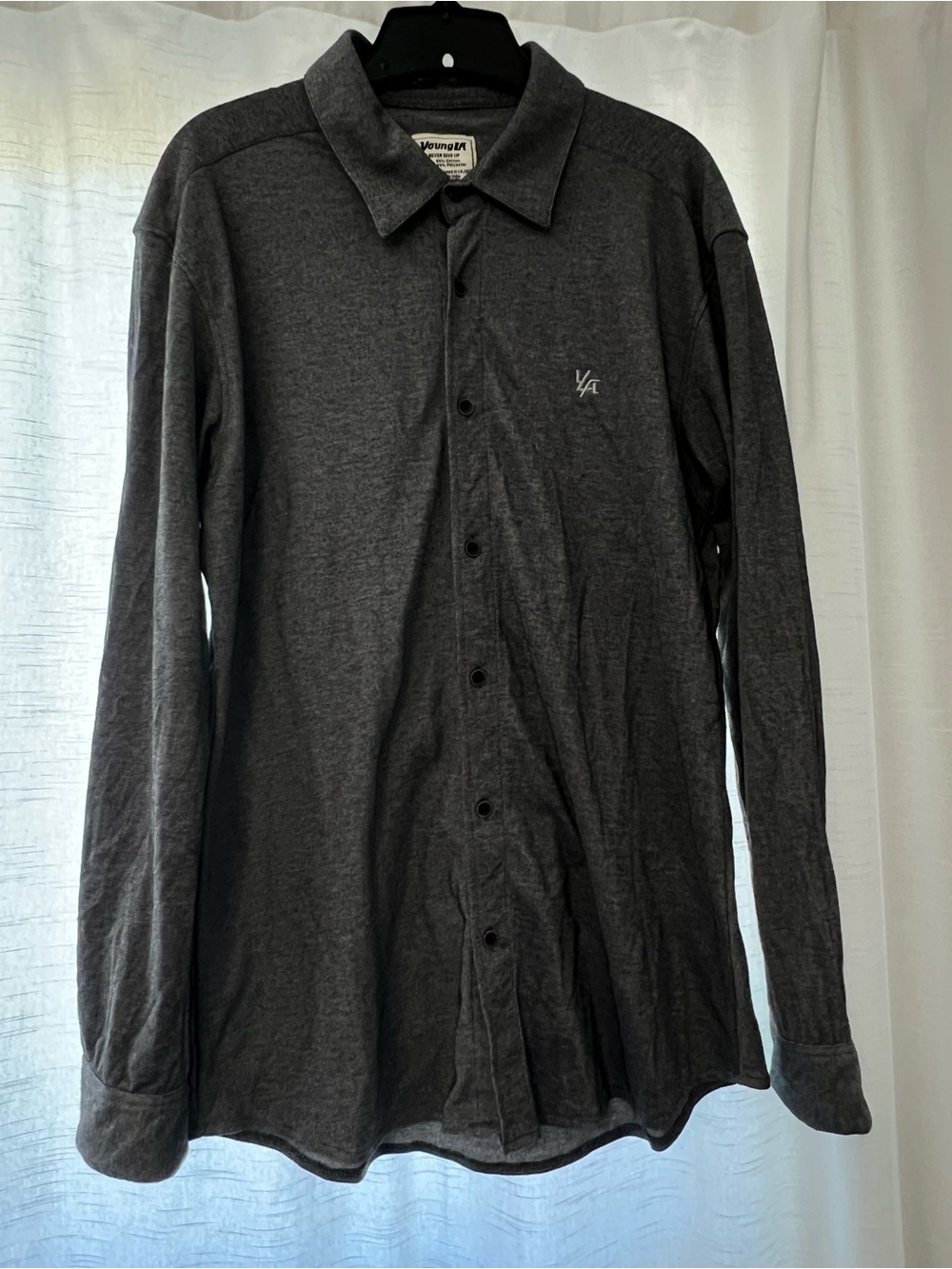 YoungLA Dark Gray Long-Sleeve Button-Up Shirt